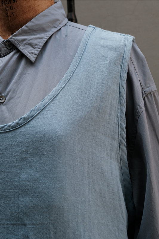 Porter Classic GAUZE TANK TOP 藍色棉質寬鬆無袖背心