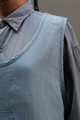 Porter Classic GAUZE TANK TOP 藍色棉質寬鬆無袖背心