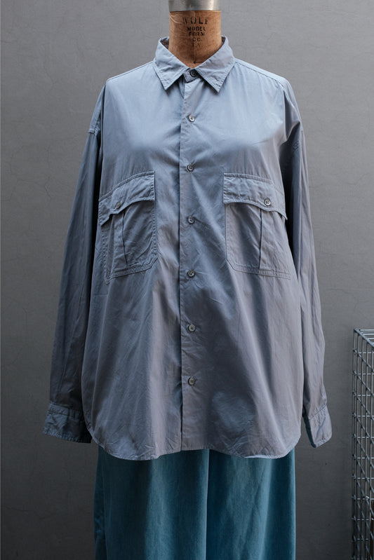 Porter Classic Roll Up Shirt 棉質淺藍色寬鬆雙口袋襯衫