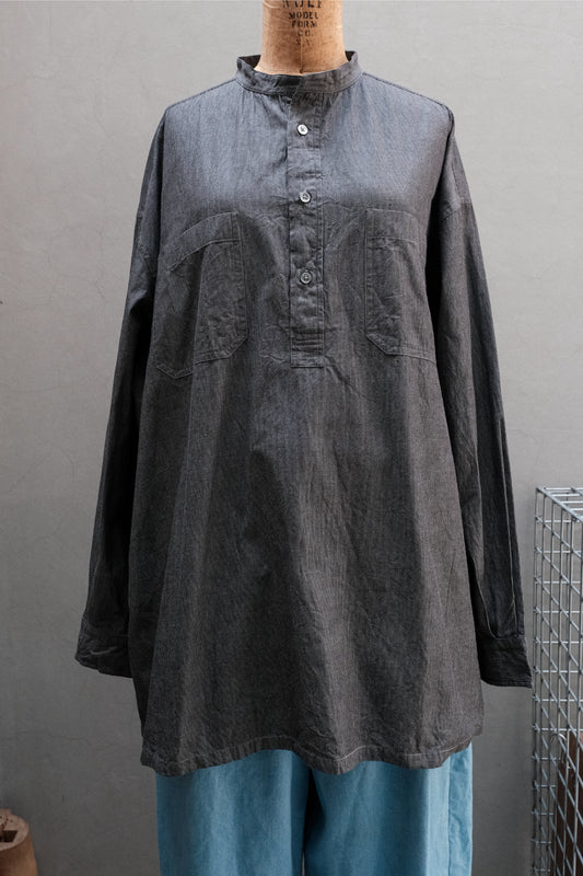 Porter Classic ATELIER SHIRT Black 黑色棉質立領長款罩衫襯衫
