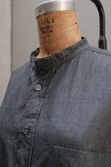 Porter Classic ATELIER SHIRT Black 黑色棉質立領長款罩衫襯衫