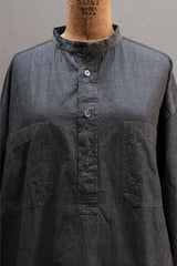 Porter Classic ATELIER SHIRT Black 黑色棉質立領長款罩衫襯衫