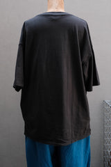 UNUSED Oversized Crewneck Tee 日本設計師品牌 黑色水洗感落肩短袖