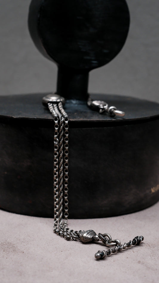 Victorian 800 Silver Multi-Strand Tassel Anklet with T-Bar 維多利亞時期 800銀 多股流蘇T-Bar腳鍊