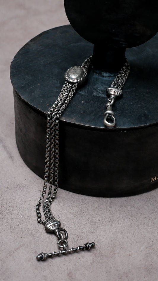 Victorian 800 Silver Multi-Strand Tassel Anklet with T-Bar 維多利亞時期 800銀 多股流蘇T-Bar腳鍊