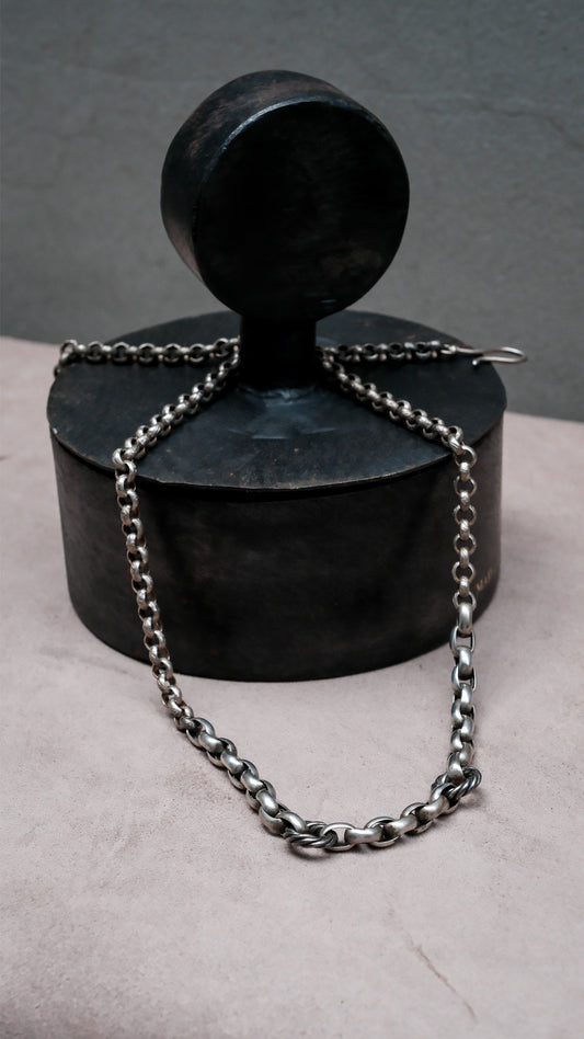 Sterling Silver 925 Hand-Textured Belcher Chain Necklace 手工鎚紋圓環鏈純銀項鍊