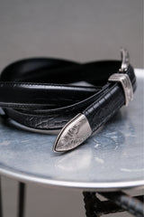Western Buckle Croc Pattern Leather Belt 西部風格鱷魚紋皮帶 全新品
