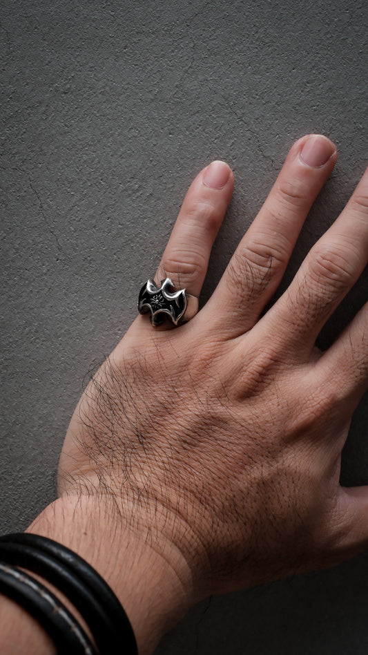 Sterling Silver 925 Gothic Flame Cross Ring 純銀 哥德火焰十字紋章戒