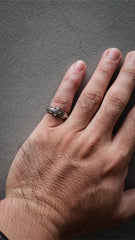 Sterling Silver 925 Cross Bar Wrap Band Ring 純銀 十字橫扣雙溝紋戒