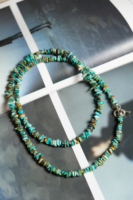 Turquoise Stone Necklace 天然不規則綠松石串珠項鍊
