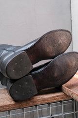 Vintage Textured Black Leather Red-Stitched Roper Western Boots 手工軟牛皮圓頭刺繡工裝牛仔靴