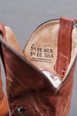 Colorado Boots Cognac Ostrich Leather Ostrich-Embroidered Western Boots 復古鴕鳥皮手繪感駝鳥刺繡雕花西部牛仔靴