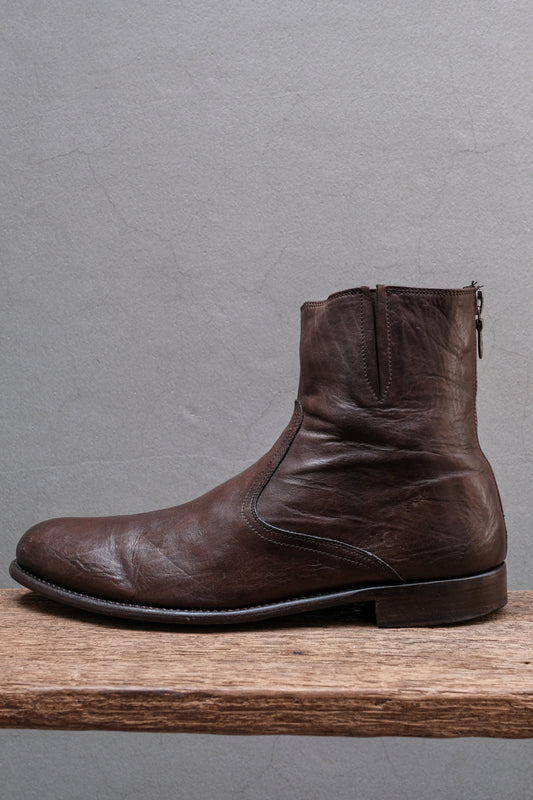 Paul Smith Hand Crafted Floral-Lined Leather Back-Zip Boots (Moca Brown)⁠ 手工製作經典花卉內襯皮革後拉鍊紳士短靴 (皮底/深摩卡棕)