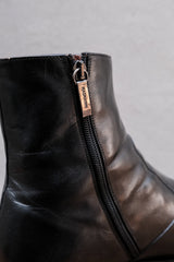 MAGNANNI Plain Toe Side-Zip Leather Boots (Black / Burgundy Lining)⁠ 西班牙頂級手工皮鞋品牌&nbsp; 素面皮革側拉鍊正裝短靴 (黑/酒紅襯底)