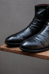 MAGNANNI Plain Toe Side-Zip Leather Boots (Black / Burgundy Lining)⁠ 西班牙頂級手工皮鞋品牌&nbsp; 素面皮革側拉鍊正裝短靴 (黑/酒紅襯底)