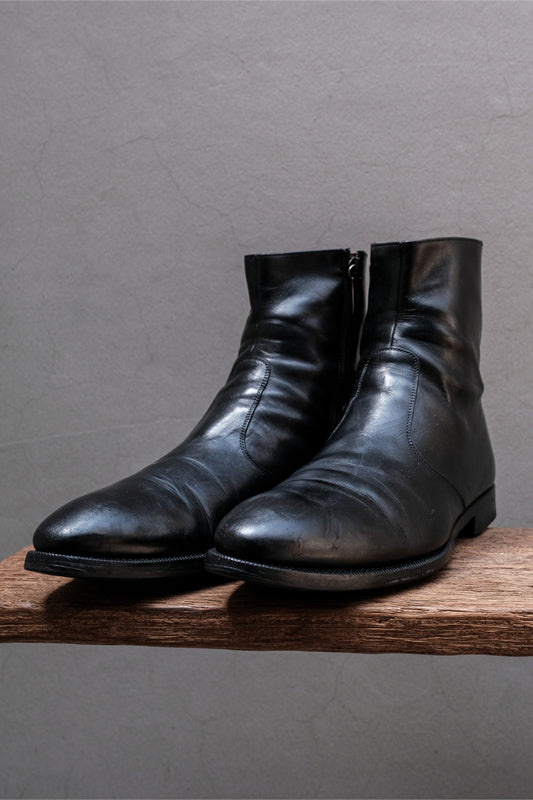 MAGNANNI Plain Toe Side-Zip Leather Boots (Black / Burgundy Lining)⁠ 西班牙頂級手工皮鞋品牌 素面皮革側拉鍊正裝短靴 (黑/酒紅襯底)