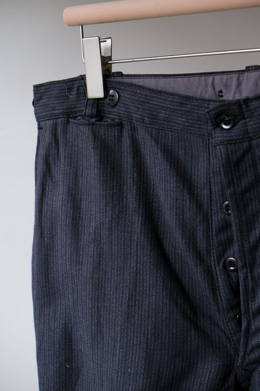 Vintage 1950s  French purple black striped trousers pants 法國紫黑條紋棉質褲