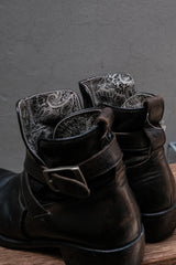 John Varvatos Italian Handmade Leather Cross-Strap Boots (Paisley Lining)⁠  美國設計師品牌 黑釦交叉皮帶機車短靴
