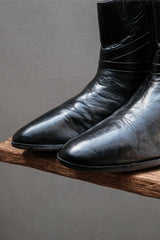 STACY ADAMS Ruched Leather Side-Zip Dress Boots (Leather Sole / Black) 美國經典鞋履品牌&nbsp; 經典皮革褶皺側拉鍊尖圓頭紳士短靴 (皮底/黑色)