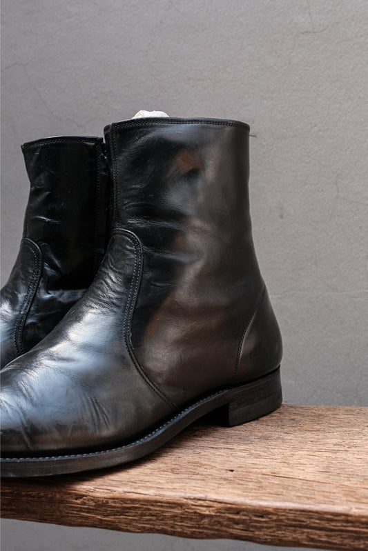 Vintage Soft Square Toe Side-Zip Leather Boots (BILTRITE Rubber Heel)⁠復古方圓頭側拉鍊皮革中筒靴