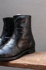 Vintage Soft Square Toe Side-Zip Leather Boots (BILTRITE Rubber Heel)⁠復古方圓頭側拉鍊皮革中筒靴