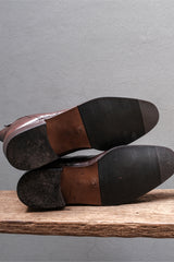 Made in France Leather Side-Zip Boots with Metal Detail⁠ ⁠ (Chestnut Brown)⁠法國製 側拉鍊金屬飾鈕皮革中筒靴⁠ (深栗棕