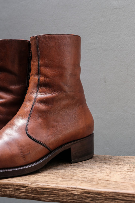 Handcrafted Side-Zip Leather Boots (Tan)⁠ 手工製 柔和方頭側拉鍊皮革靴 (焦糖棕)