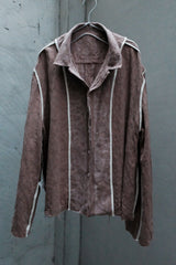 Professor.E 21SS Seasonal Print Long Sleeve Shirt 皺褶提花開領長袖襯衫 (雙面穿)