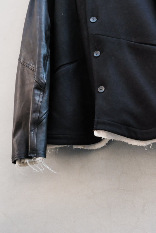 Professor.E Horse Leather Sleeve Jacket 馬皮袖拼接夾克