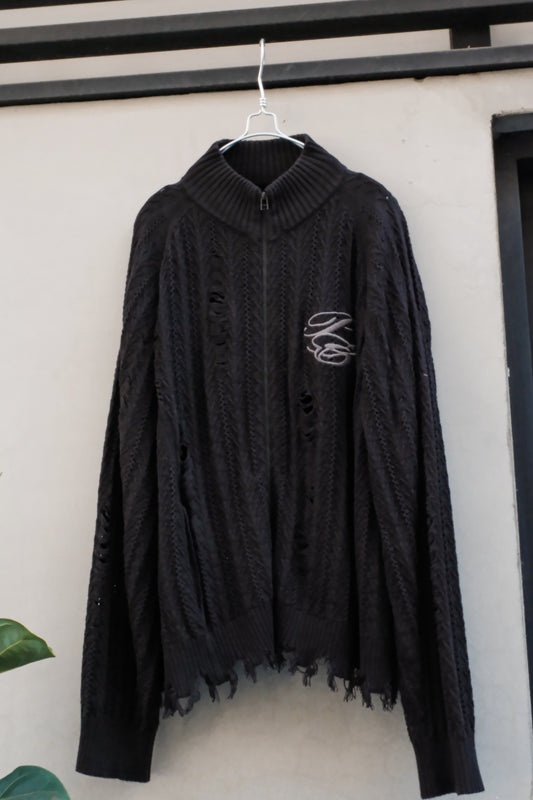 Professor.E 24SS Distressed Cable Zip Knit 破壞麻花拉鍊針織外套