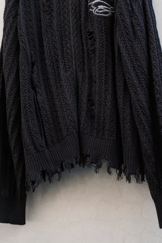 Professor.E 24SS Distressed Cable Zip Knit 破壞麻花拉鍊針織外套