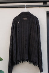Professor.E 24SS Distressed Cable Zip Knit 破壞麻花拉鍊針織外套
