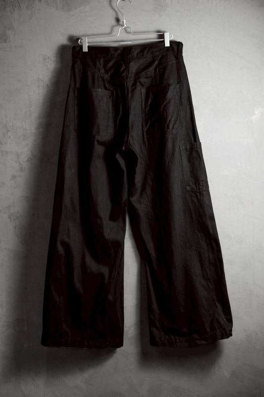 Black Waxed Denim Wide Leg Baggy Jeans 伴訂製款式黑色蠟布闊腿寬褲