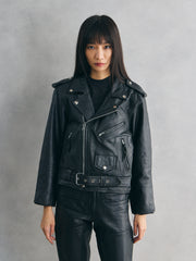 1990's~00's Bike’s Leather Vintage Leather Biker Jacket 古著騎士皮衣夾克 側邊綁帶