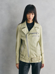 RICO Genuine Lambskin Leather Rider Jacket – Ivory 米白色真羊皮騎士外套