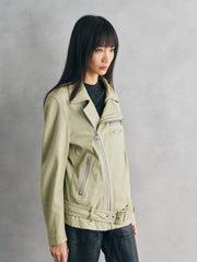 RICO Genuine Lambskin Leather Rider Jacket – Ivory 米白色真羊皮騎士外套
