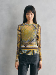 Stradivarius Longsleeve Mesh Top 西班牙品牌 巴洛克風格薄紗上衣