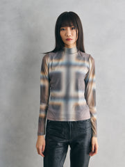 Another Girl Mesh Print Longseelve Top 英國品牌 網紗印花長袖上衣
