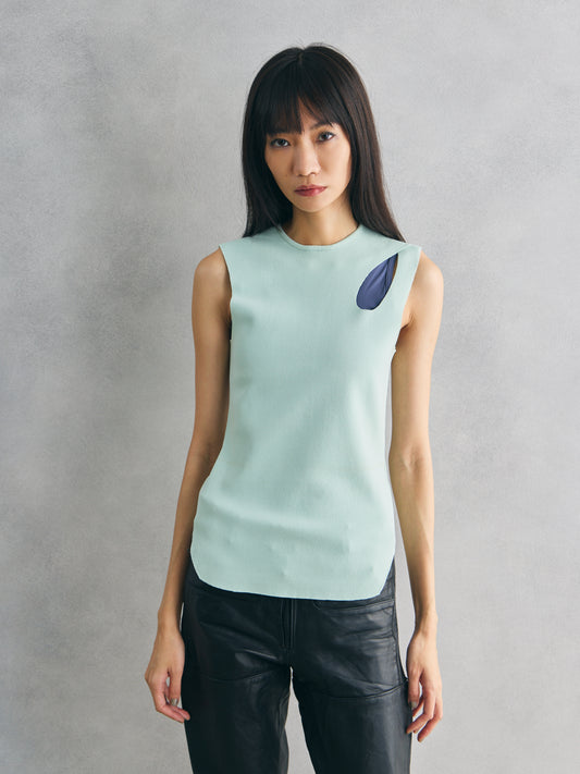 Mame Kurogouchi Hole Knitted Top - Pale Green 日本設計師品牌 簍空剪裁針織背心上衣