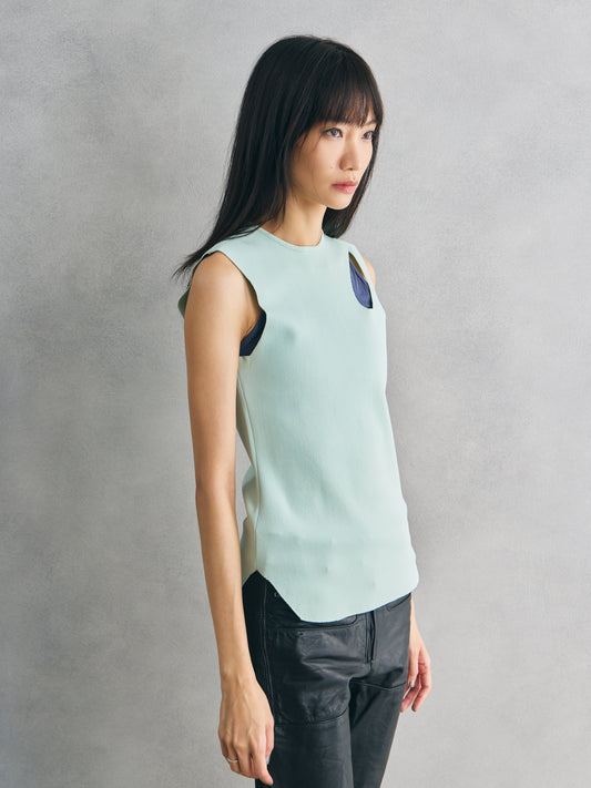 Mame Kurogouchi Hole Knitted Top - Pale Green 日本設計師品牌 簍空剪裁針織背心上衣