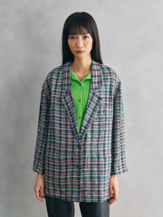 Multicolor Textured Check Cropped Blazer 多色立體織紋格紋短版西裝外套 義大利製
