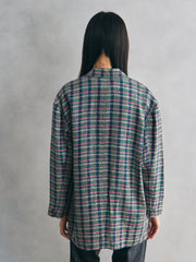 Multicolor Textured Check Cropped Blazer 多色立體織紋格紋短版西裝外套 義大利製