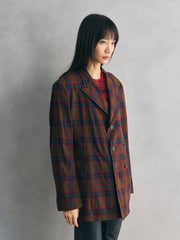 University Seal Plaid Wool Double-Breasted Blazer美式格紋羊毛雙排扣西裝外套