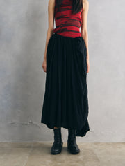 Yohji Yamamoto Black Gathered Asymmetric Maxi Skirt 山本耀司女裝 黑色抽皺不對稱長裙