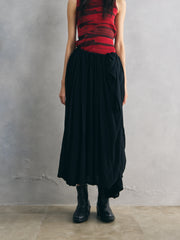 Yohji Yamamoto Black Gathered Asymmetric Maxi Skirt 山本耀司女裝 黑色抽皺不對稱長裙