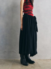 Yohji Yamamoto Black Gathered Asymmetric Maxi Skirt 山本耀司女裝 黑色抽皺不對稱長裙