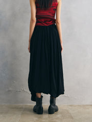 Yohji Yamamoto Black Gathered Asymmetric Maxi Skirt 山本耀司女裝 黑色抽皺不對稱長裙