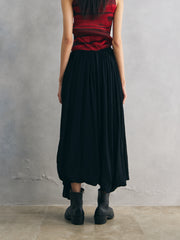 Yohji Yamamoto Black Gathered Asymmetric Maxi Skirt 山本耀司女裝 黑色抽皺不對稱長裙