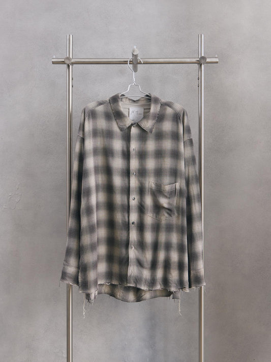 ANCELLM OMBRECHECK SHIRT Brown 日本設計師品牌 格紋嫘縈抽鬚襯衫