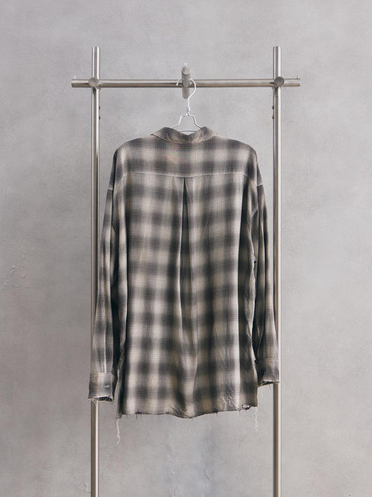 ANCELLM OMBRECHECK SHIRT Brown 日本設計師品牌 格紋嫘縈抽鬚襯衫